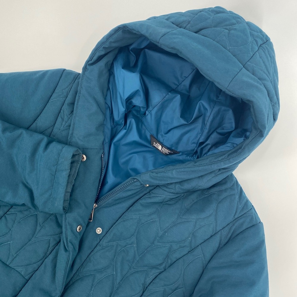 The North Face Tamburello 2 Parka Coat Womens XL Teal Blue Quilted Hooded Puffer